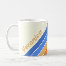 Taza De Café Vintage Ocean Sun Stripes with Name