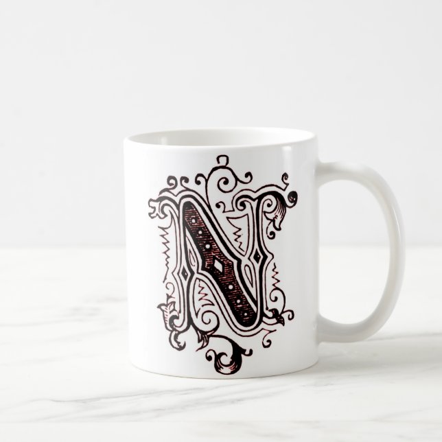 Taza De Café Vintage Ornamental 'N' - Mug (Derecha)