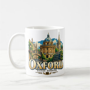 Taza De Café Vintage Oxford Reino Unido Arte Viajes Lugar Emble