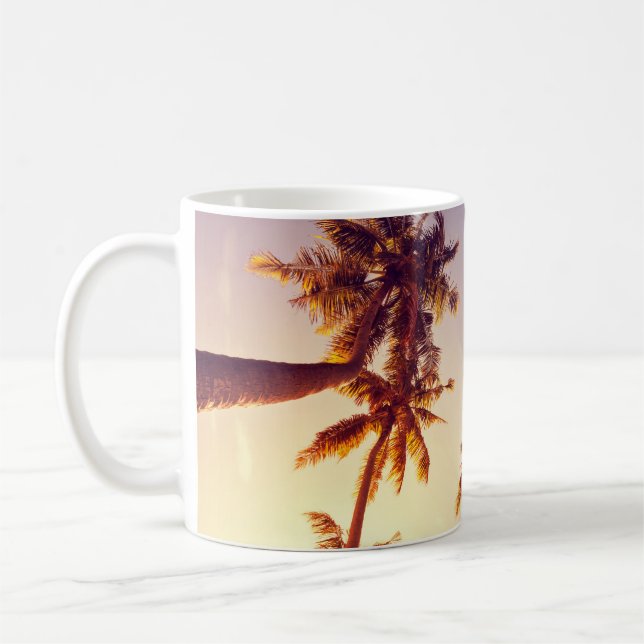 Taza De Café Vintage Palm Trees Blue Sky (Izquierda)