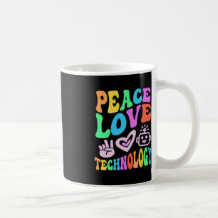 Taza De Café Vintage PEACE LOVE TECHNOLOGY Retro Teach
