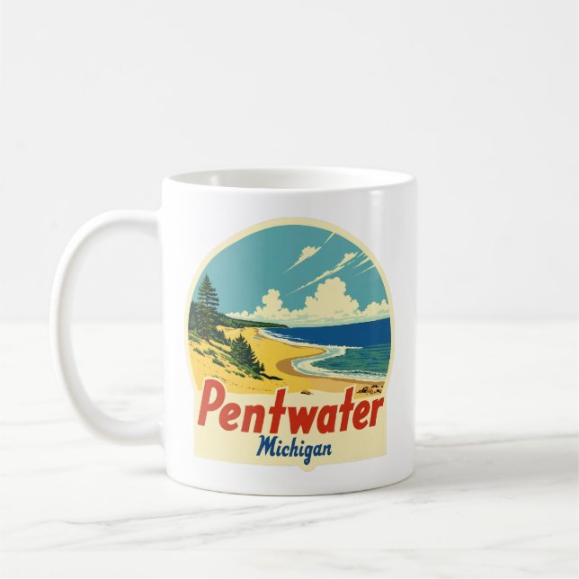 Taza De Café Vintage Pentwater Michigan (Izquierda)