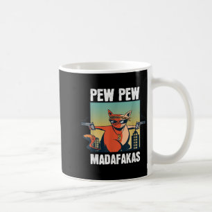 Taza De Café Vintage Pew Pew Madafakas - Crazy Cat Avers cita