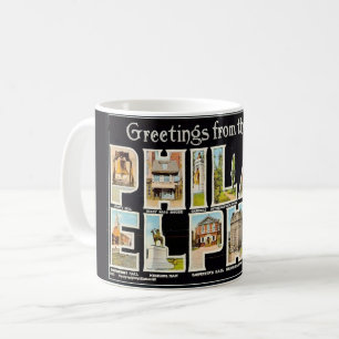 Taza De Café Vintage Philadelphia Greeting Mug