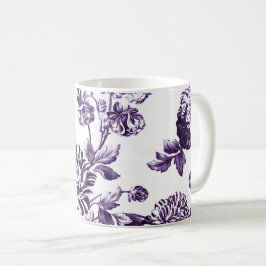 Taza De Café Vintage púrpura Toile floral No.2 de la mora negra