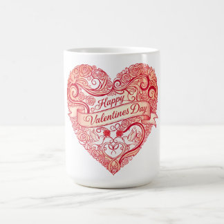 Taza De Café Vintage Red Floral Heart Valentine's Day Classic