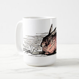Taza De Café Vintage Red Rabbit Drawing