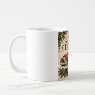 Taza De Café Vintage Red Truck Christmas Farmhouse Art