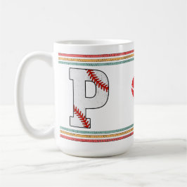 Taza De Café Vintage Retro Baseball Letter P Old School