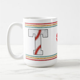 Taza De Café Vintage Retro Baseball Letter T Design