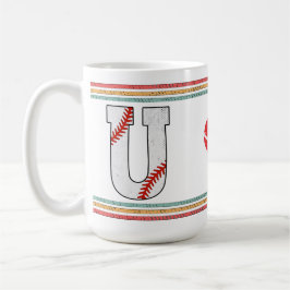 Taza De Café Vintage Retro Baseball Letter U Artwork