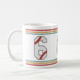 Taza De Café Vintage Retro Baseball Number 6 Old School