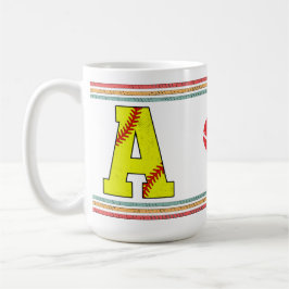 Taza De Café Vintage Retro Softball Letter A Design