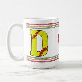 Taza De Café Vintage Retro Softball Letter D Classic