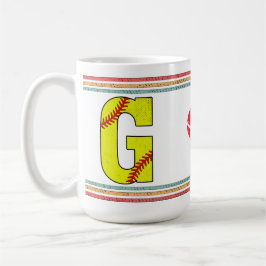 Taza De Café Vintage Retro Softball Letter G Athletic