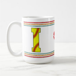 Taza De Café Vintage Retro Softball Letter I Varsity