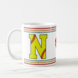 Taza De Café Vintage Retro Softball Letter N Distressed