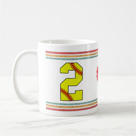 Taza De Café Vintage Retro Softball Number 2 Artwork