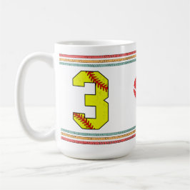 Taza De Café Vintage Retro Softball Number 3 Typography