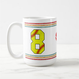 Taza De Café Vintage Retro Softball Number 8 Sports