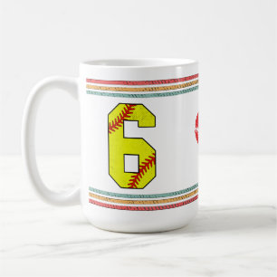 Taza De Café Vintage Retro Softbol Número 6 Old School