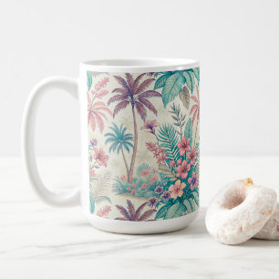 Taza De Café Vintage Retro Tropical Palm Tree & Floral Garden