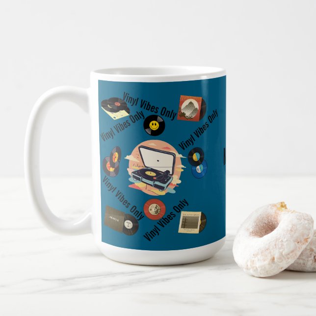 Taza De Café vintage retro vinyl Mug (Con donut)