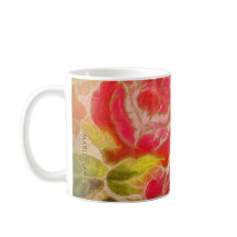 Vintage Rosa Floral Femenina acuarela con nombre