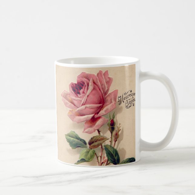 Taza De Café Vintage Rosa Mug (Derecha)