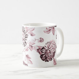 Taza De Café Vintage rosado y blanco Toile floral No.2 de Rubor