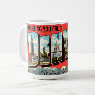 Taza De Café Vintage Saludándote Desde Denver Colorado Travel