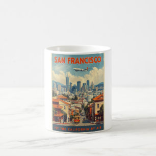 Taza De Café Vintage San Francisco Travel Cable Car y Skyline
