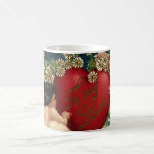 Taza De Café Vintage San Valentín Querubines Victorianos en el