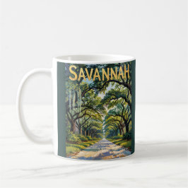 Taza De Café Vintage Savannah Van Gogh Style Oak Avenue Trees