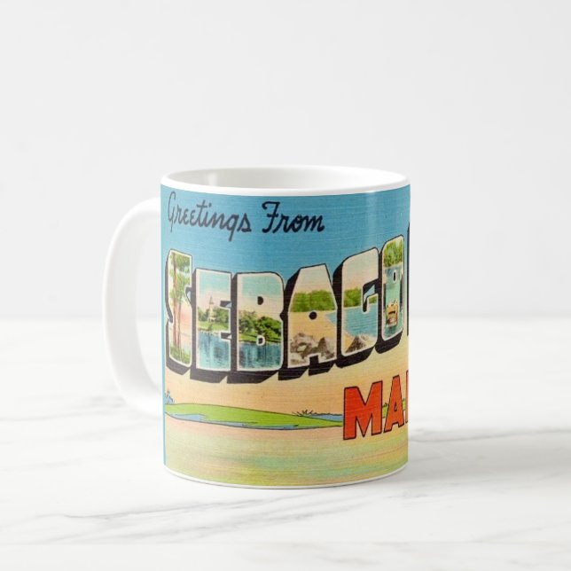 Taza De Café Vintage Sebago Lake Maine (Anverso izquierdo)