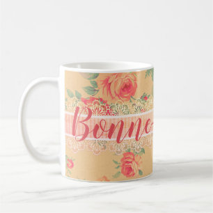 Taza De Café Vintage Shabby Chic Floral Rosas Bonne-Maman