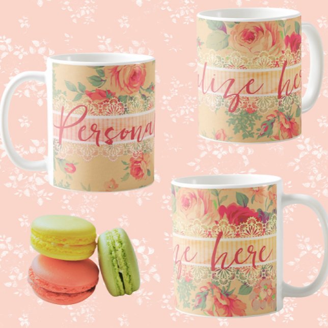 Taza De Café Vintage Shabby Chic Personalizado (Personalize for a special someone...)