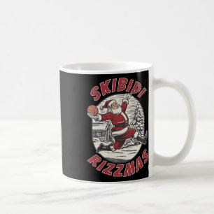 Taza De Café Vintage Sketll Skibidi Rizz Navidad Santa Dunk H