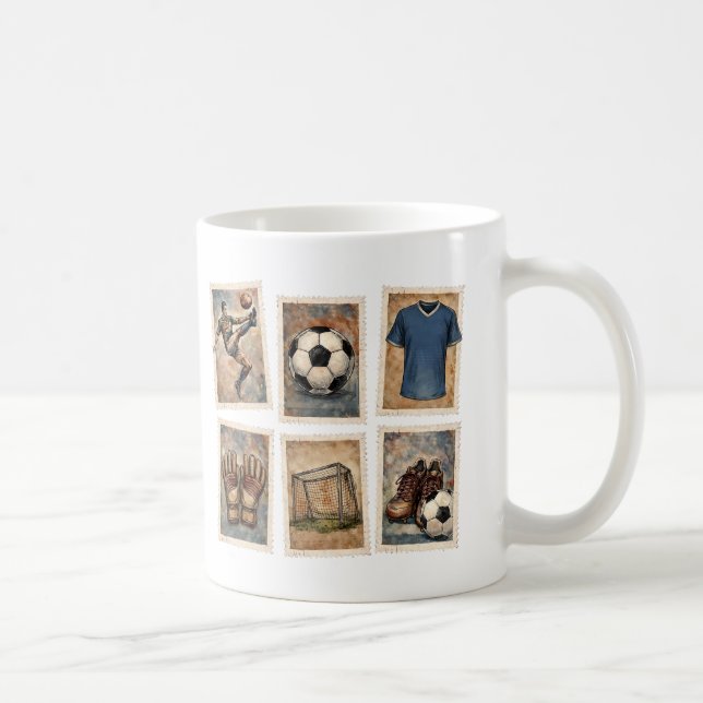 Taza De Café Vintage Soccer Stamps Football Collection (Derecha)