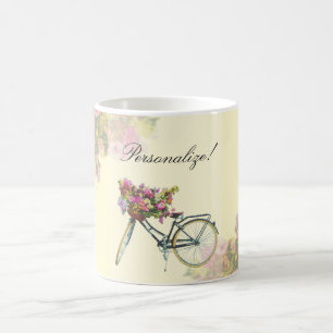 Taza De Café Vintage Spring Flowers Bike