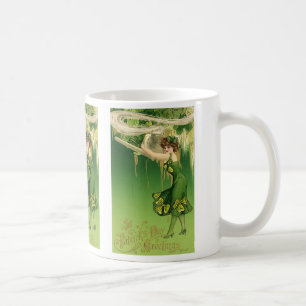 Taza De Café Vintage St. Patrick's Day, Lady Pipe Smoke Swirls