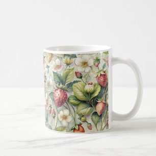 Taza De Café Vintage Strawberry Garden Agua Botánica