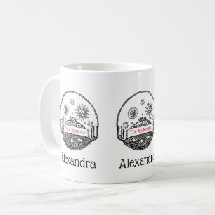 Taza De Café Vintage Sun Moon Stars Ocean Planet Earth Drawing