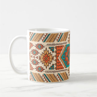 Taza De Café Vintage tribal: Patrón étnico sin foco