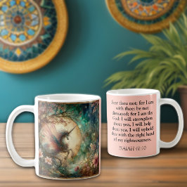 Taza De Café Vintage Unicorn Isaiah 41:10 Escritura Cristiana