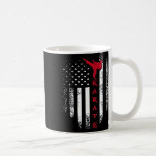 Taza De Café Vintage Usa Red White Karate Bandera Estadounidens