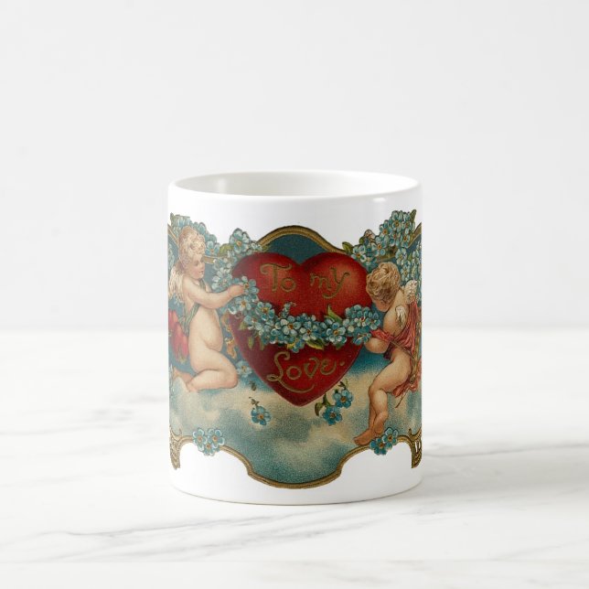 Taza De Café Vintage Valentine Cherubs (Centro)
