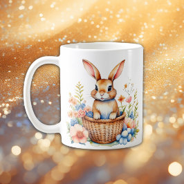 Taza De Café Vintage Watercolor Easter Bunny Personalizado