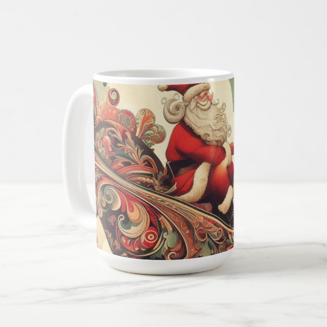 Taza De Café vintage/whimsical/santa/Navidades (Anverso izquierdo)