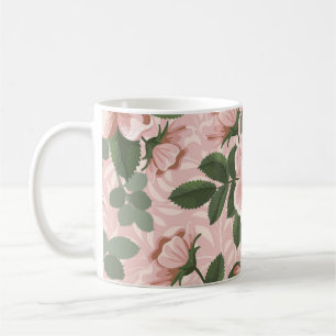 Taza De Café Vintage Wild Rosas: Fondo Floral